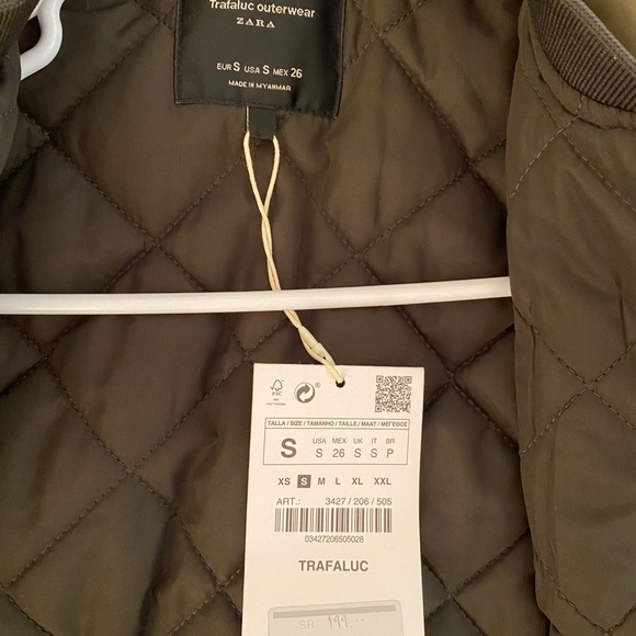 Zara Green Military Bomber Jacket - Picture 2 of 2